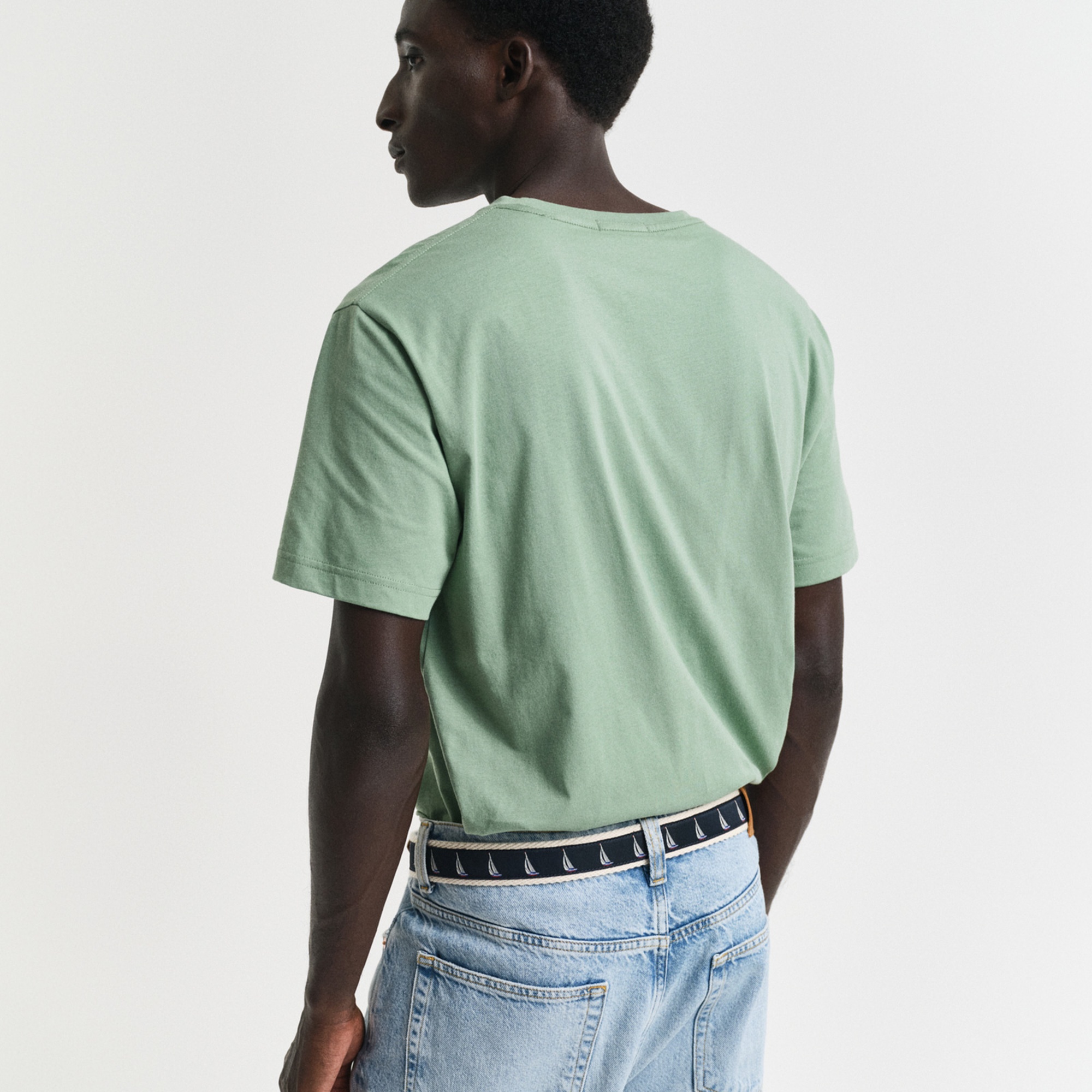 GANT Erkek Yeşil Regular Fit Bisiklet Yaka T-Shirt