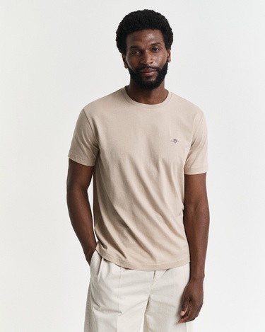  GANT Erkek Bej Regular Fit Bisiklet Yaka T-Shirt