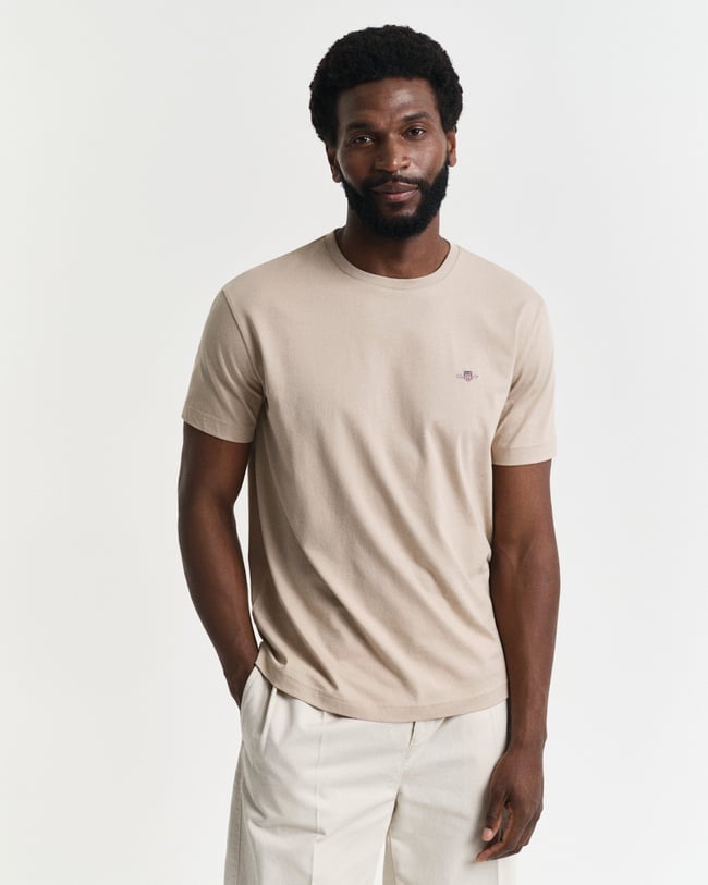  GANT Erkek Bej Regular Fit Bisiklet Yaka T-Shirt