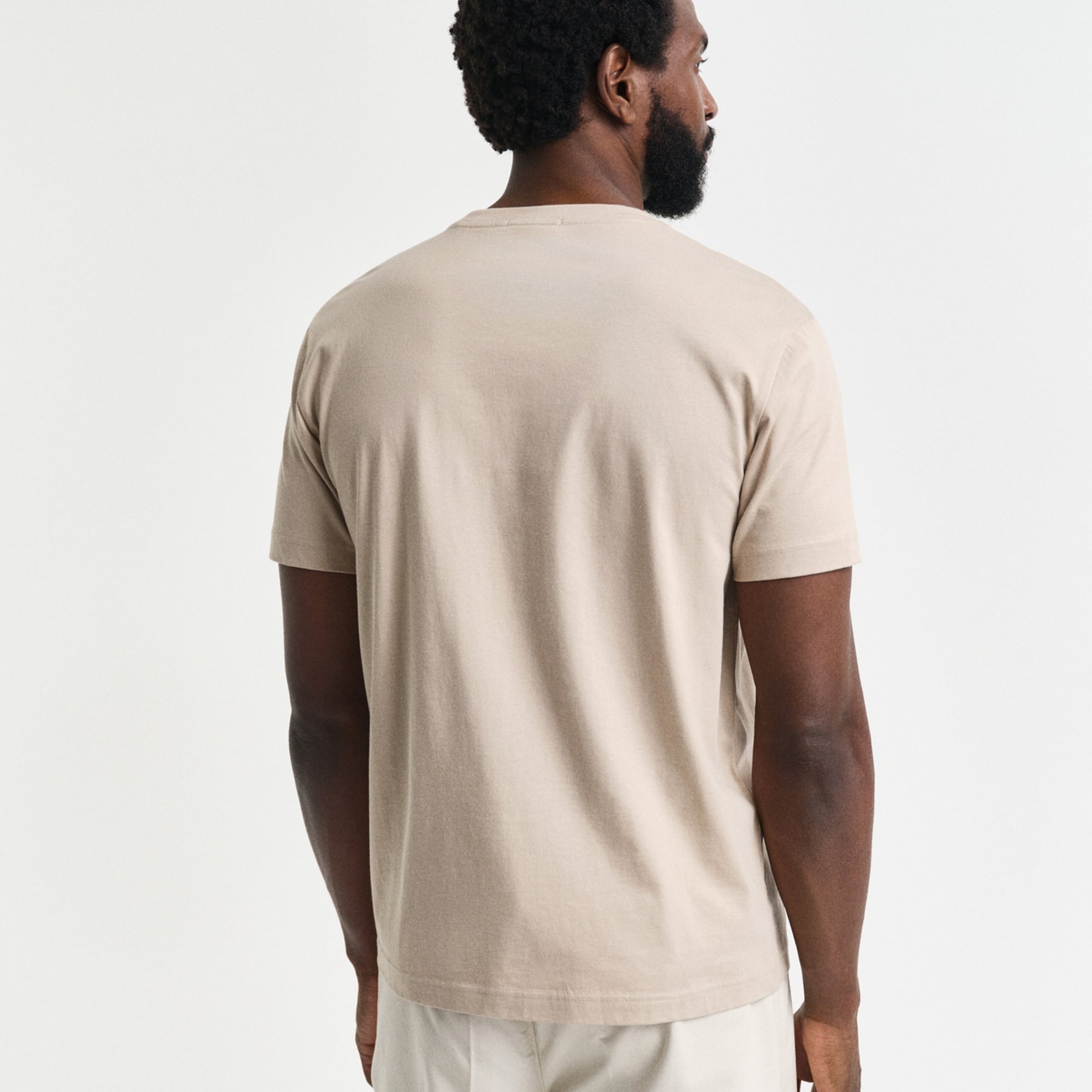 GANT Erkek Bej Regular Fit Bisiklet Yaka T-Shirt