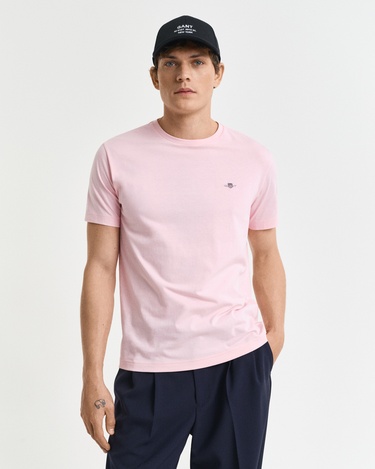  GANT Erkek Pembe Regular Fit Bisiklet Yaka T-Shirt