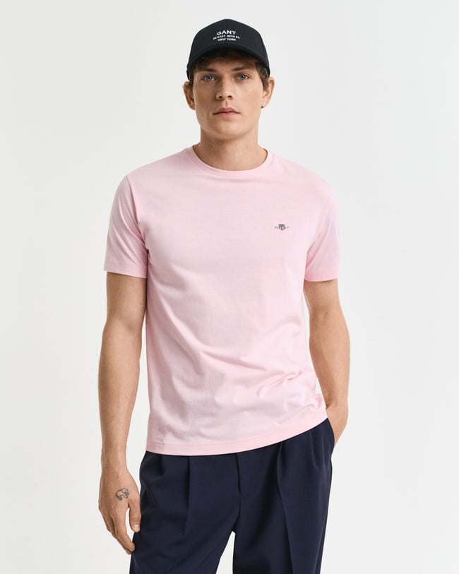  GANT Erkek Pembe Regular Fit Bisiklet Yaka T-Shirt