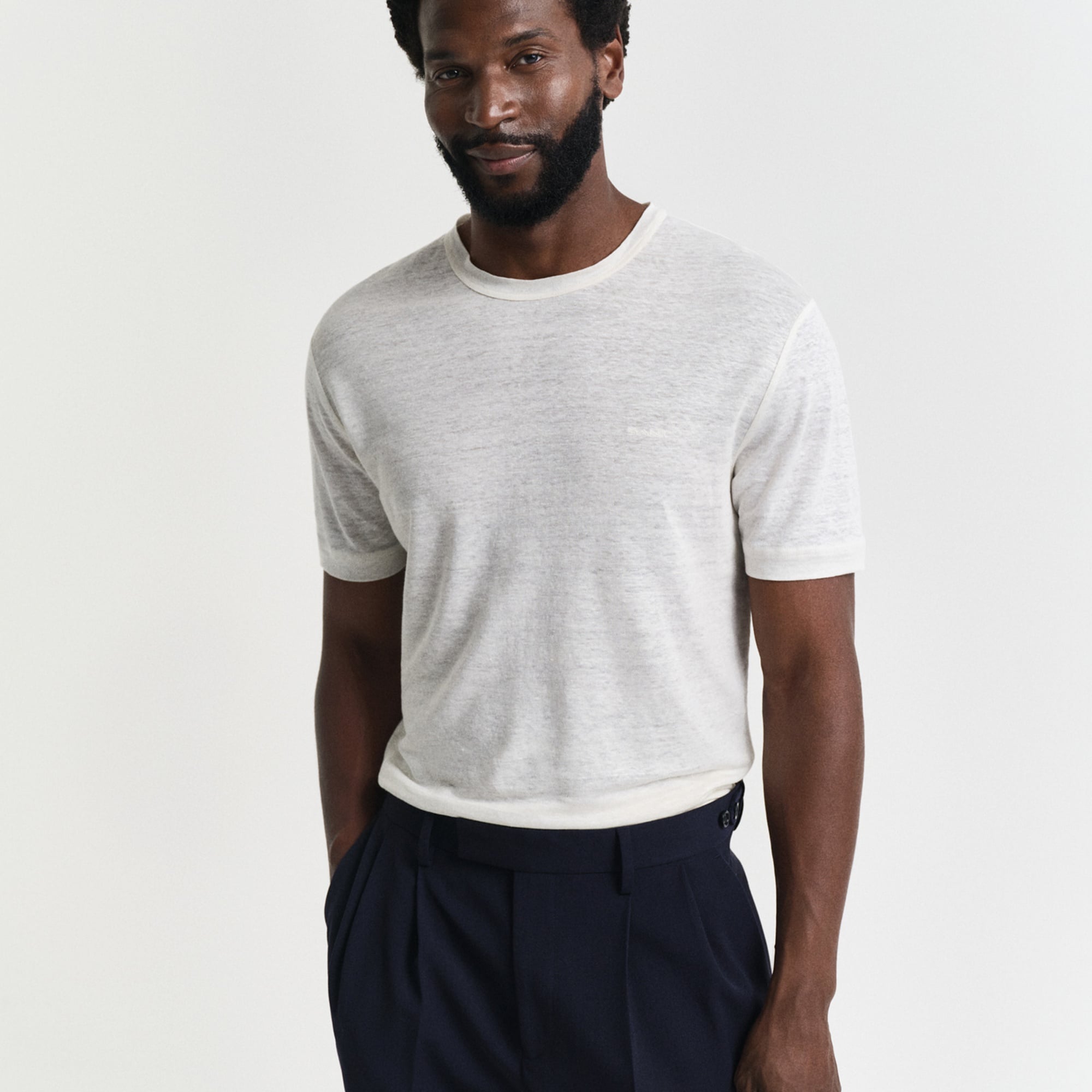 GANT Erkek Krem Regular Fit Bisiklet Yaka T-Shirt