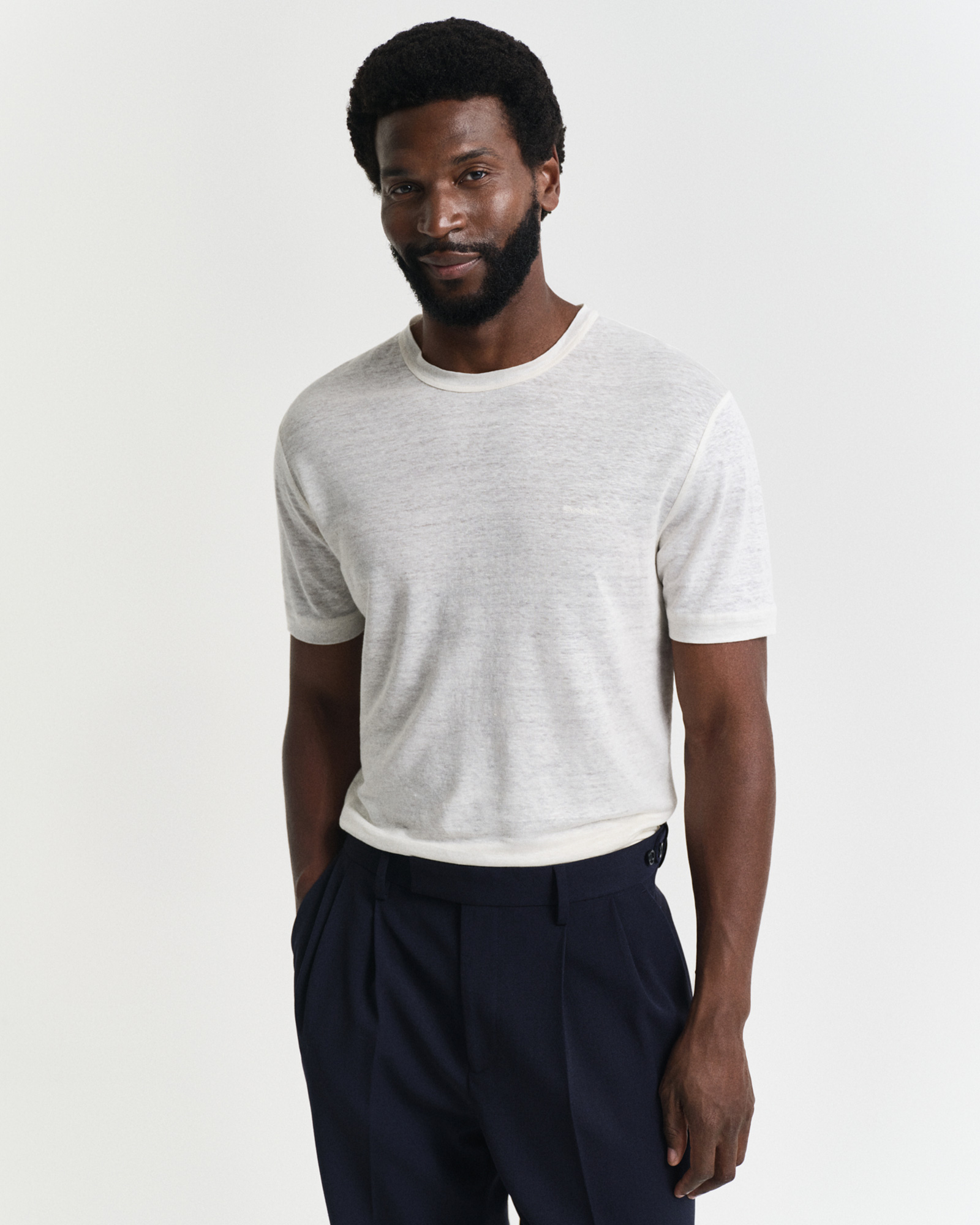  GANT Erkek Krem Regular Fit Bisiklet Yaka T-Shirt