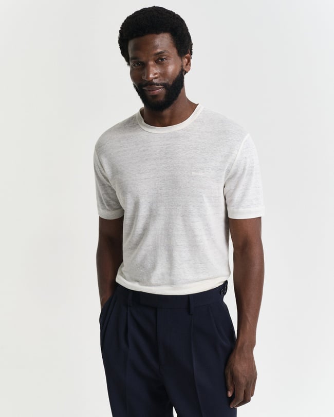  GANT Erkek Krem Regular Fit Bisiklet Yaka T-Shirt