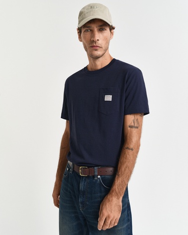  GANT Erkek Lacivert Regular Fit Bisiklet Yaka T-Shirt
