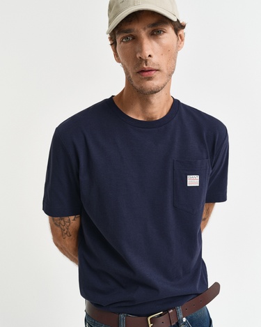  GANT Erkek Lacivert Regular Fit Bisiklet Yaka T-Shirt