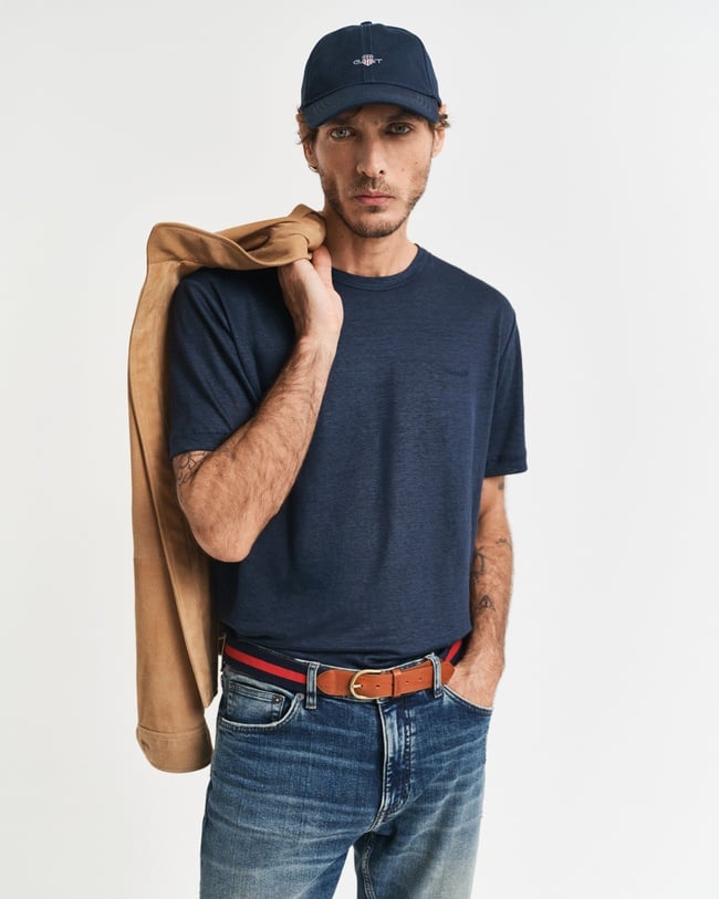  GANT Erkek Lacivert Regular Fit Bisiklet Yaka T-Shirt