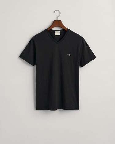  GANT Erkek Siyah Slim Fit V Yaka T-Shirt