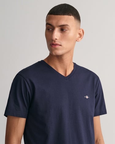  GANT Erkek Lacivert Slim Fit V Yaka T-Shirt