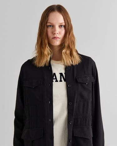  GANT Kadın Siyah Regular Fit Logolu Gömlek