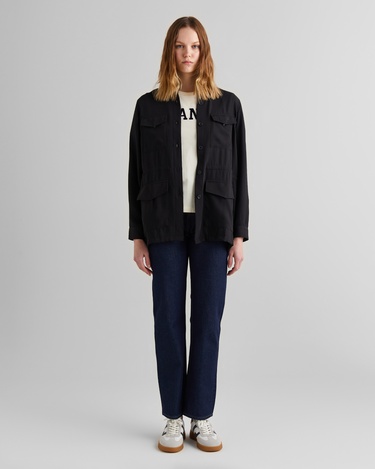  GANT Kadın Siyah Regular Fit Logolu Gömlek