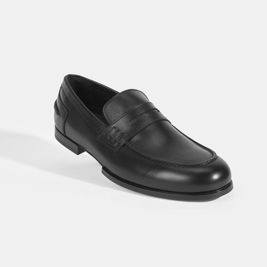  Erkek Siyah Deri Loafer