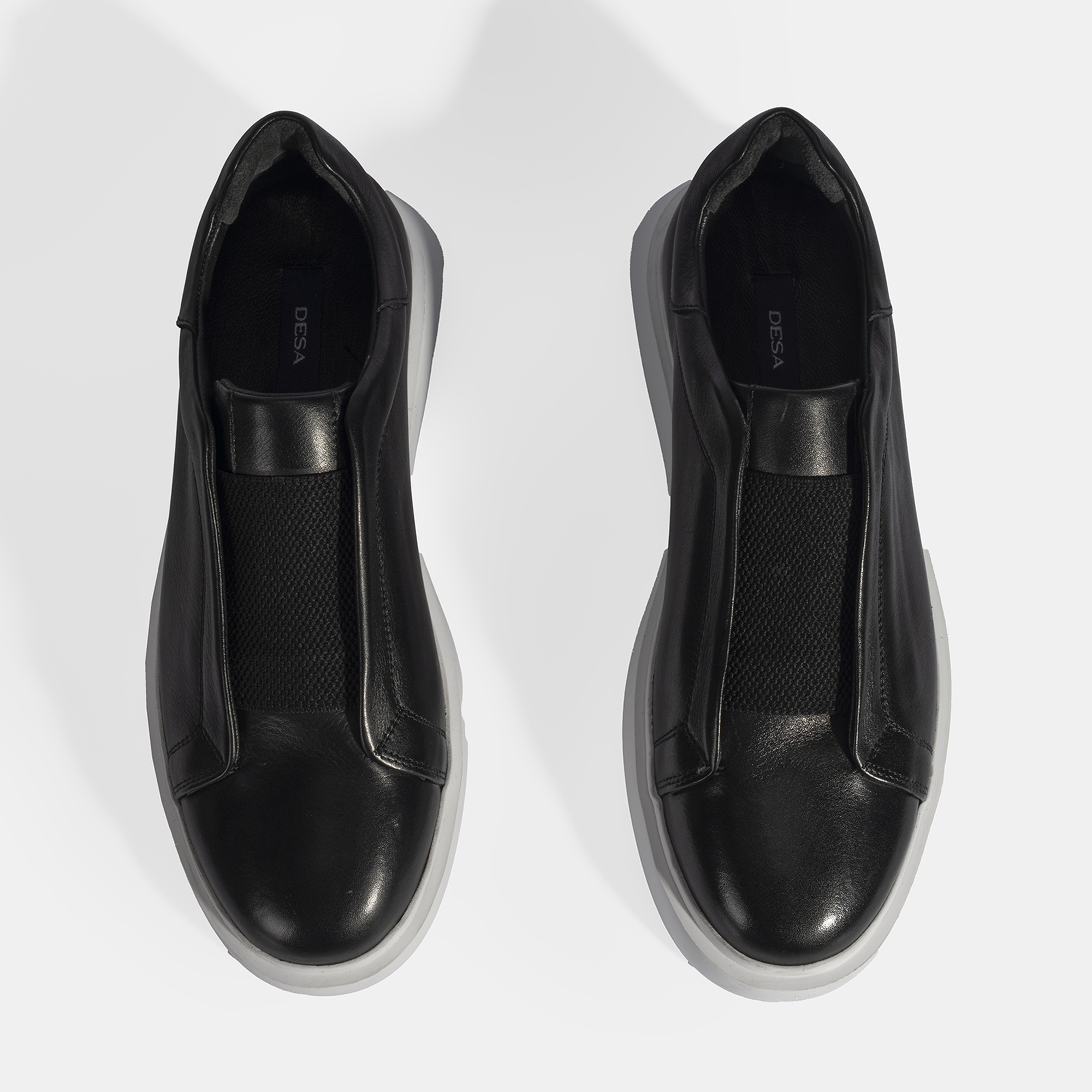 Siyah Erkek Lastik Detaylı Deri Günlük Ayakkabı