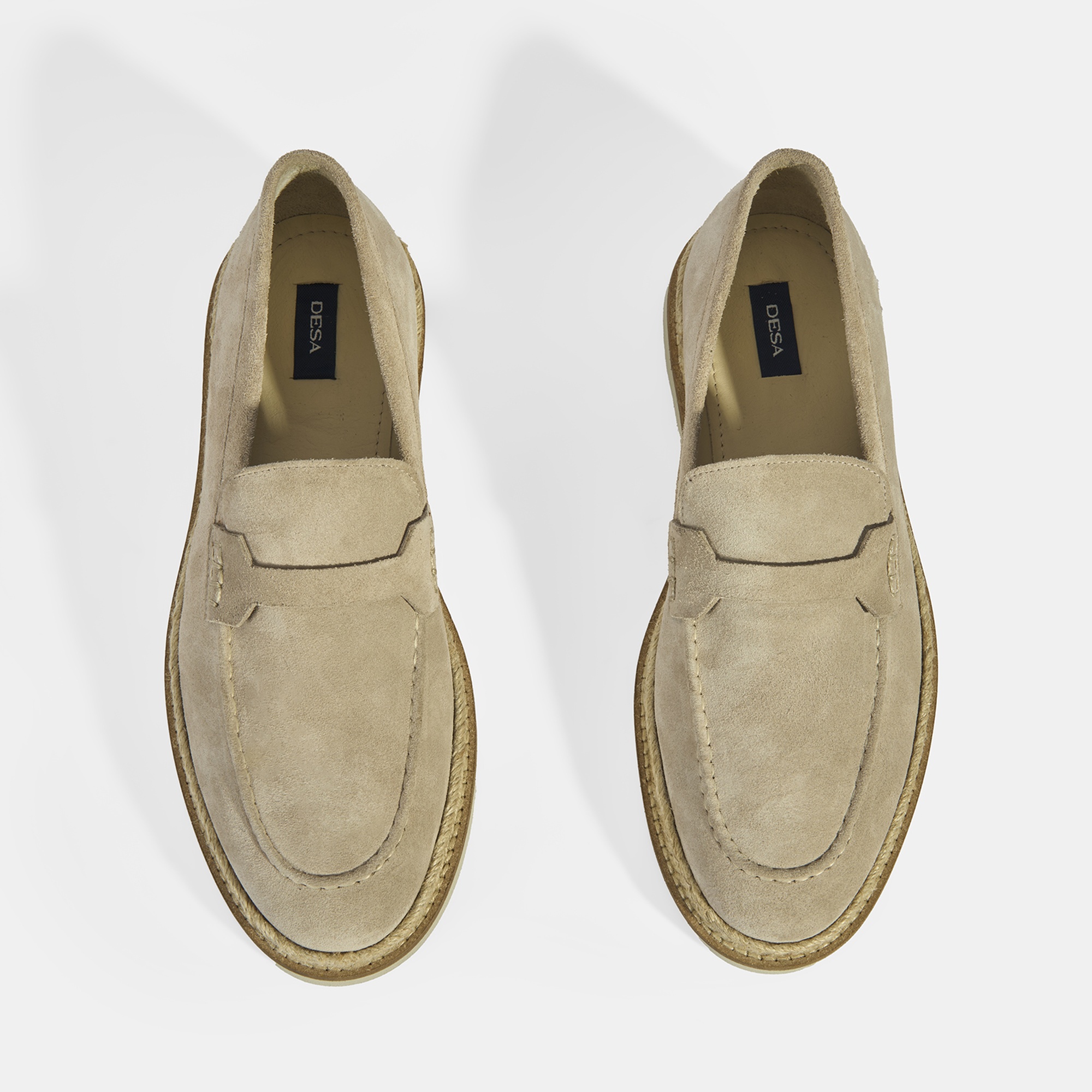 Bej Erkek Örgü Detaylı Süet Loafer