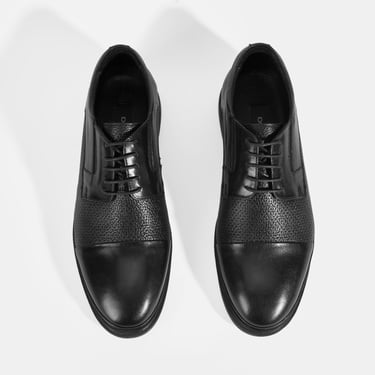  Siyah Erkek Bağcıklı Deri Klasik Ayakkabı