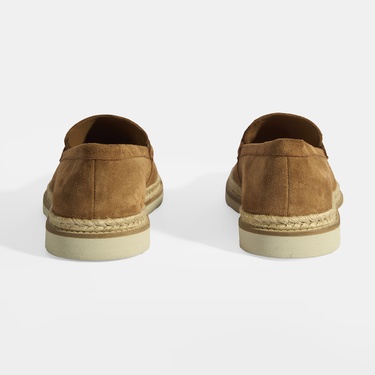  Taba Erkek Örgü Detaylı Süet Loafer
