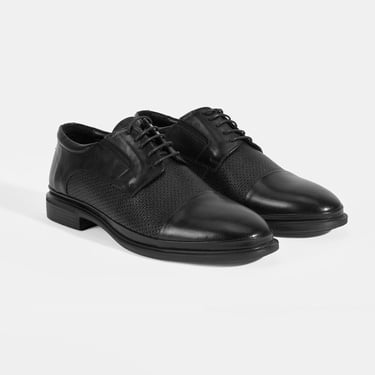  Siyah Erkek Bağcıklı Deri Klasik Ayakkabı