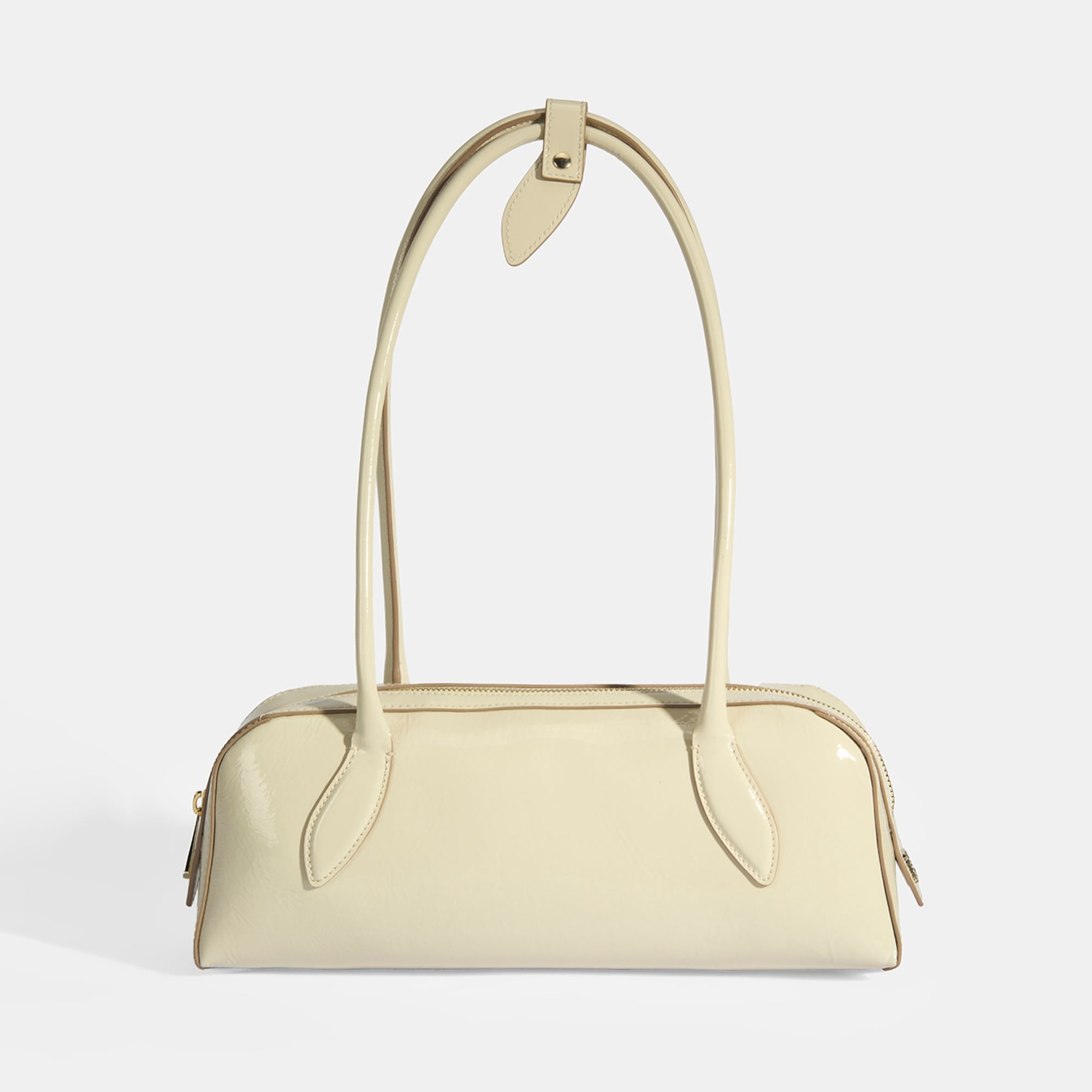 Limited Edition Bej Kadın Yaprak Detaylı Deri Omuz Çantası