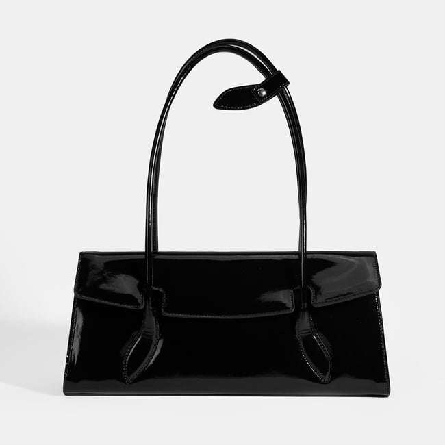  Siyah Kadın Yaprak Detaylı Deri Omuz Çantası