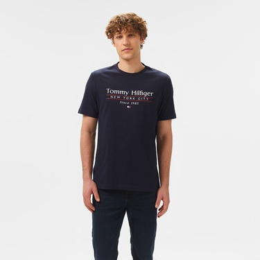  Tommy Hilfiger Center Stack Erkek Mavi T-Shirt