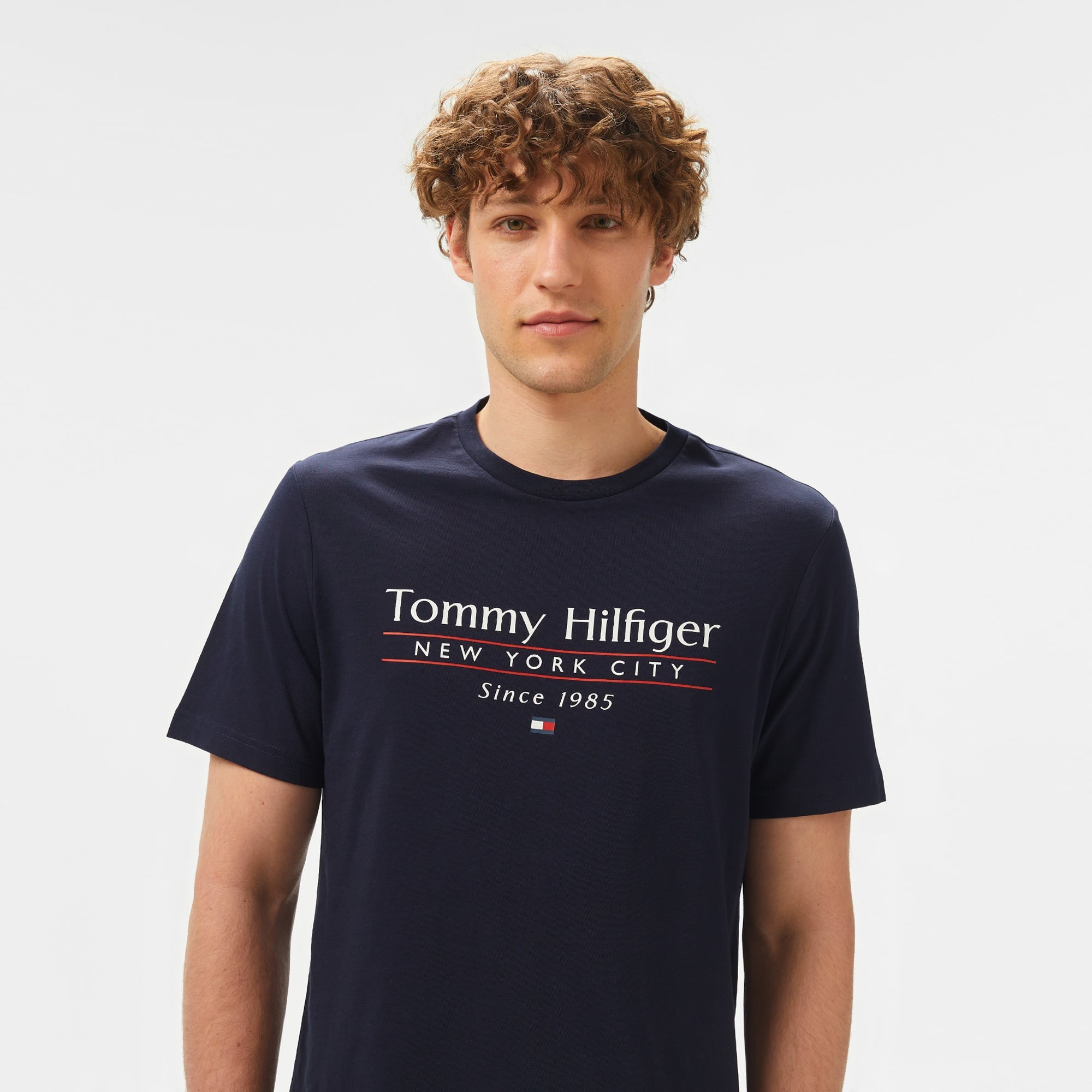 Tommy Hilfiger Center Stack Erkek Mavi T-Shirt