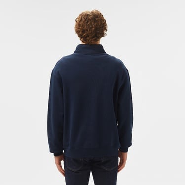  Tommy Jeans 1/4 Zip Towel Patch Erkek Mavi Sweatshirt