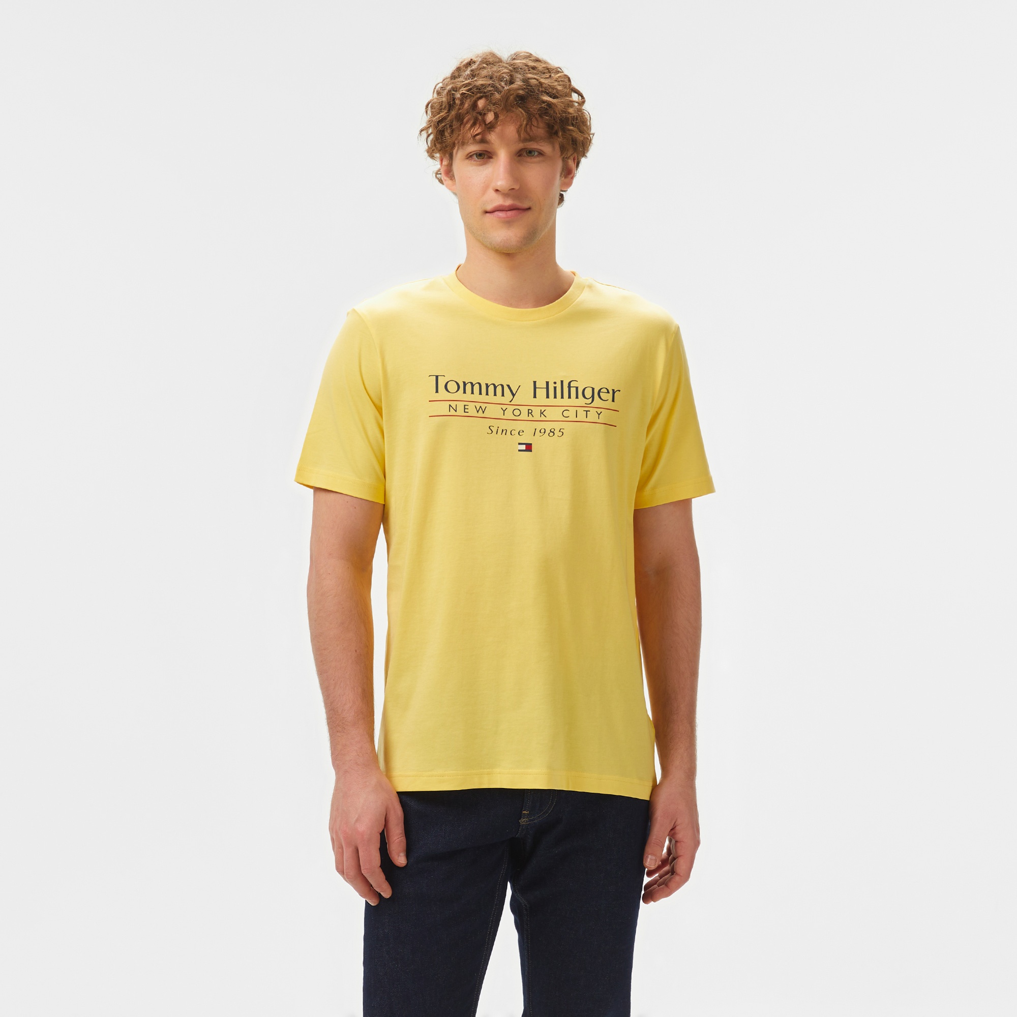 Tommy Hilfiger Center Stack Erkek Sarı T-Shirt