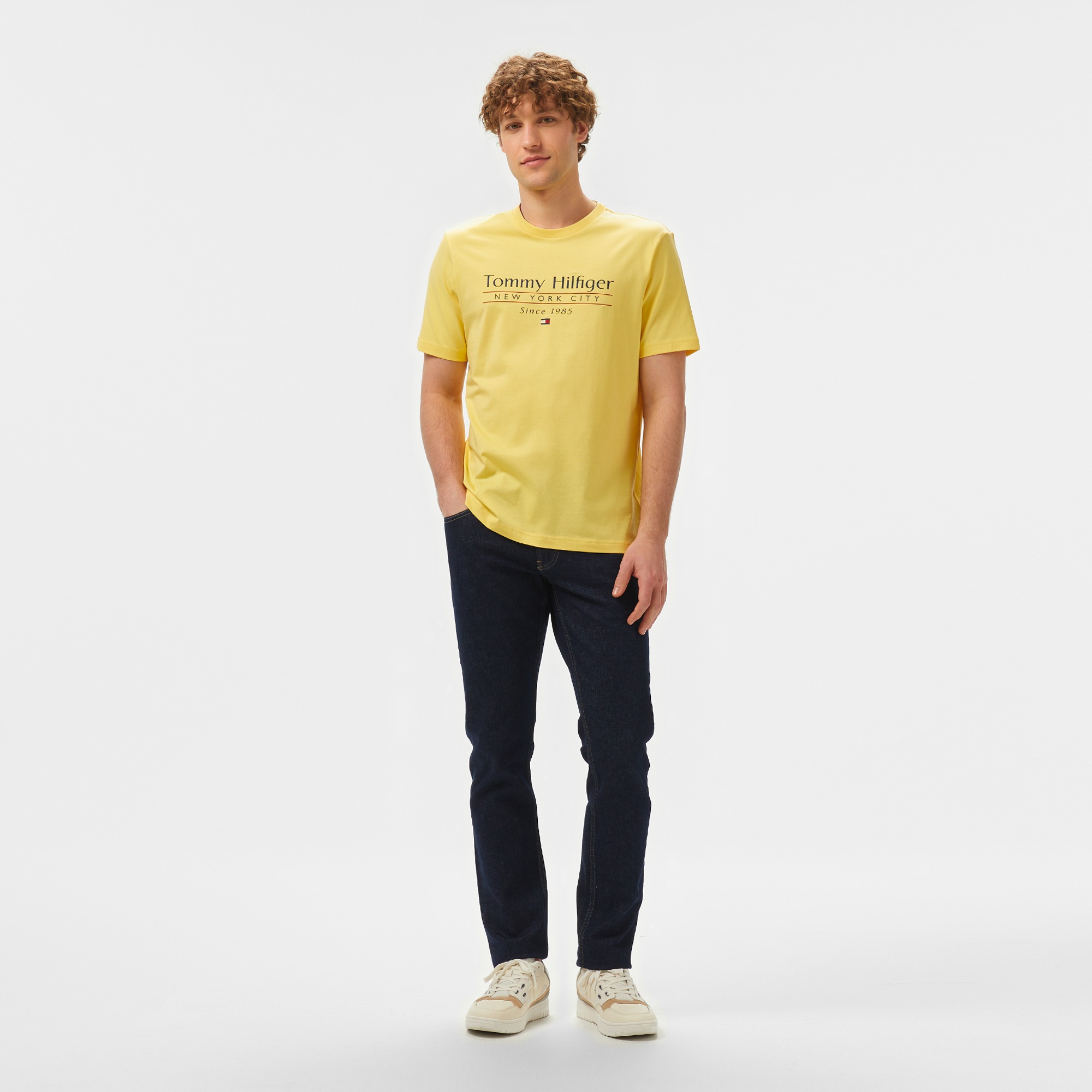 Tommy Hilfiger Center Stack Erkek Sarı T-Shirt