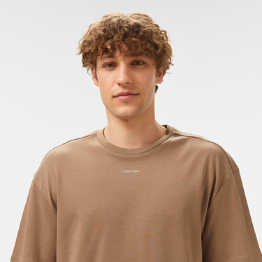  Calvin Klein Nano Logo İnterlo Erkek Gri T-Shirt