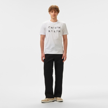  Calvin Klein Enlarged Logo Erkek Beyaz T-Shirt