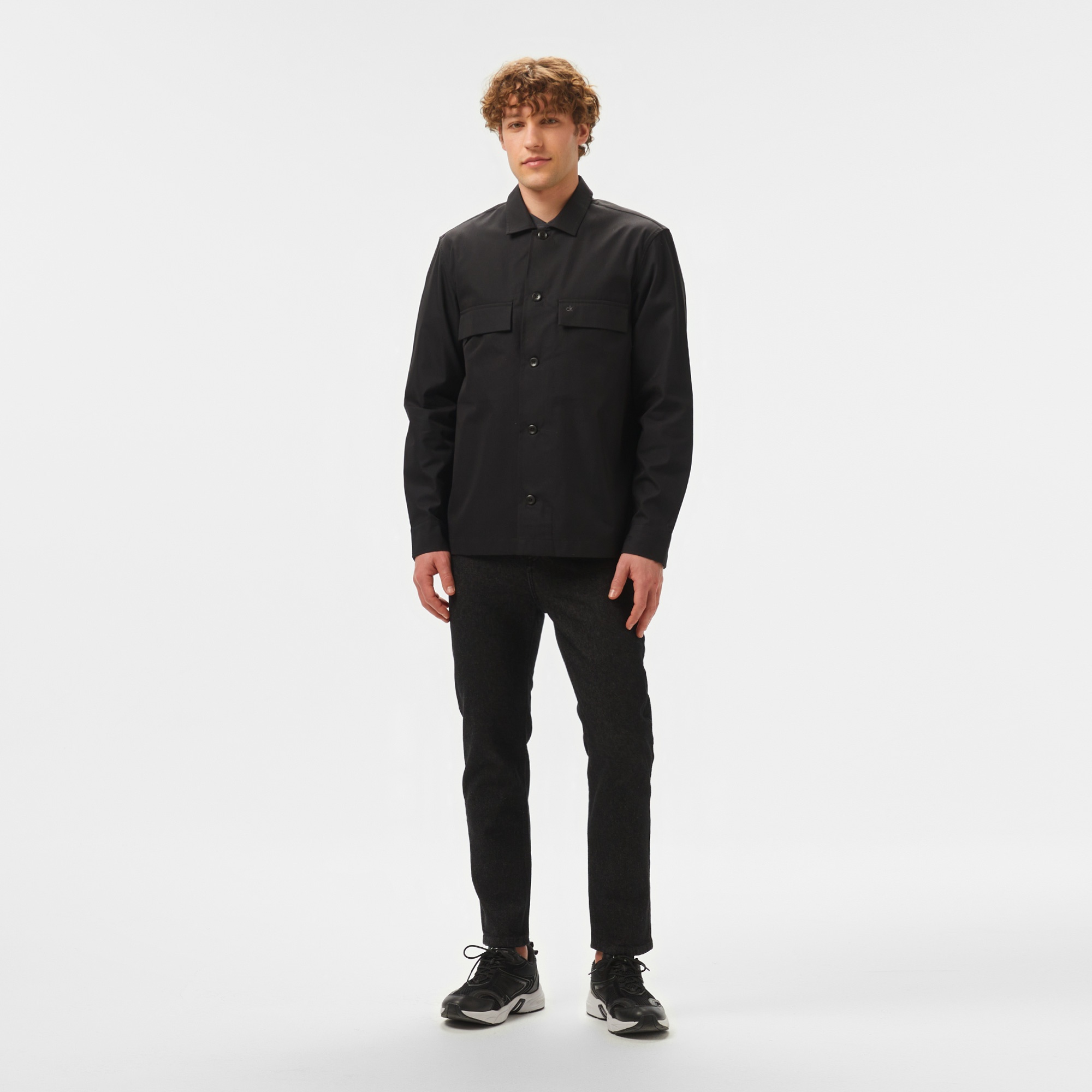 Calvin Klein Cotton Blend Over Erkek Siyah Gömlek