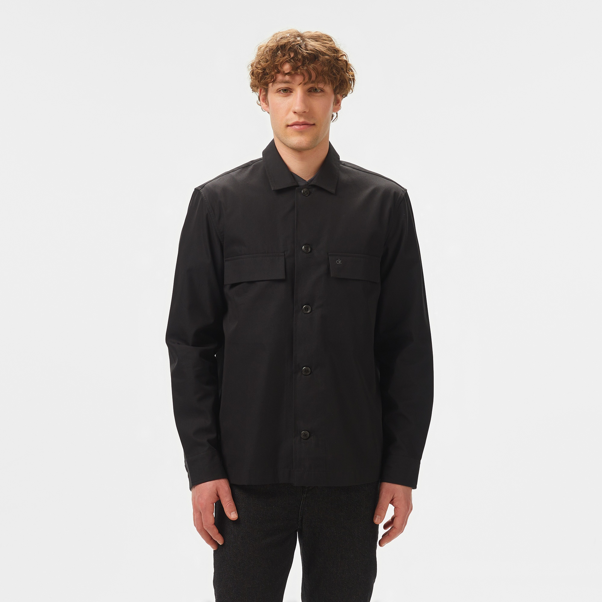 Calvin Klein Cotton Blend Over Erkek Siyah Gömlek