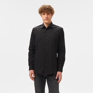 Calvin Klein Poplin Stretch Regular Erkek Siyah Gömlek