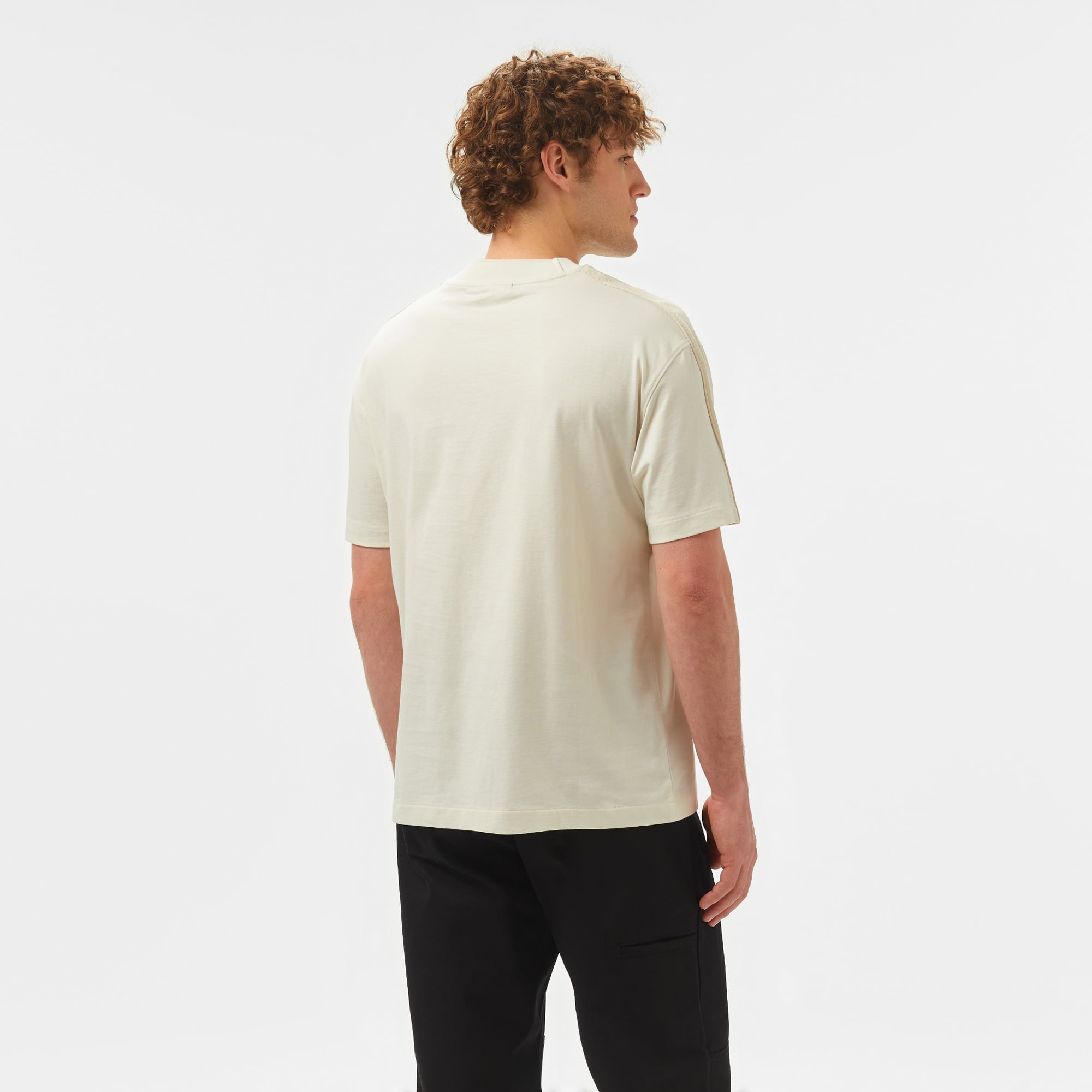 Calvin Klein Logo Tape Erkek Beyaz T-Shirt