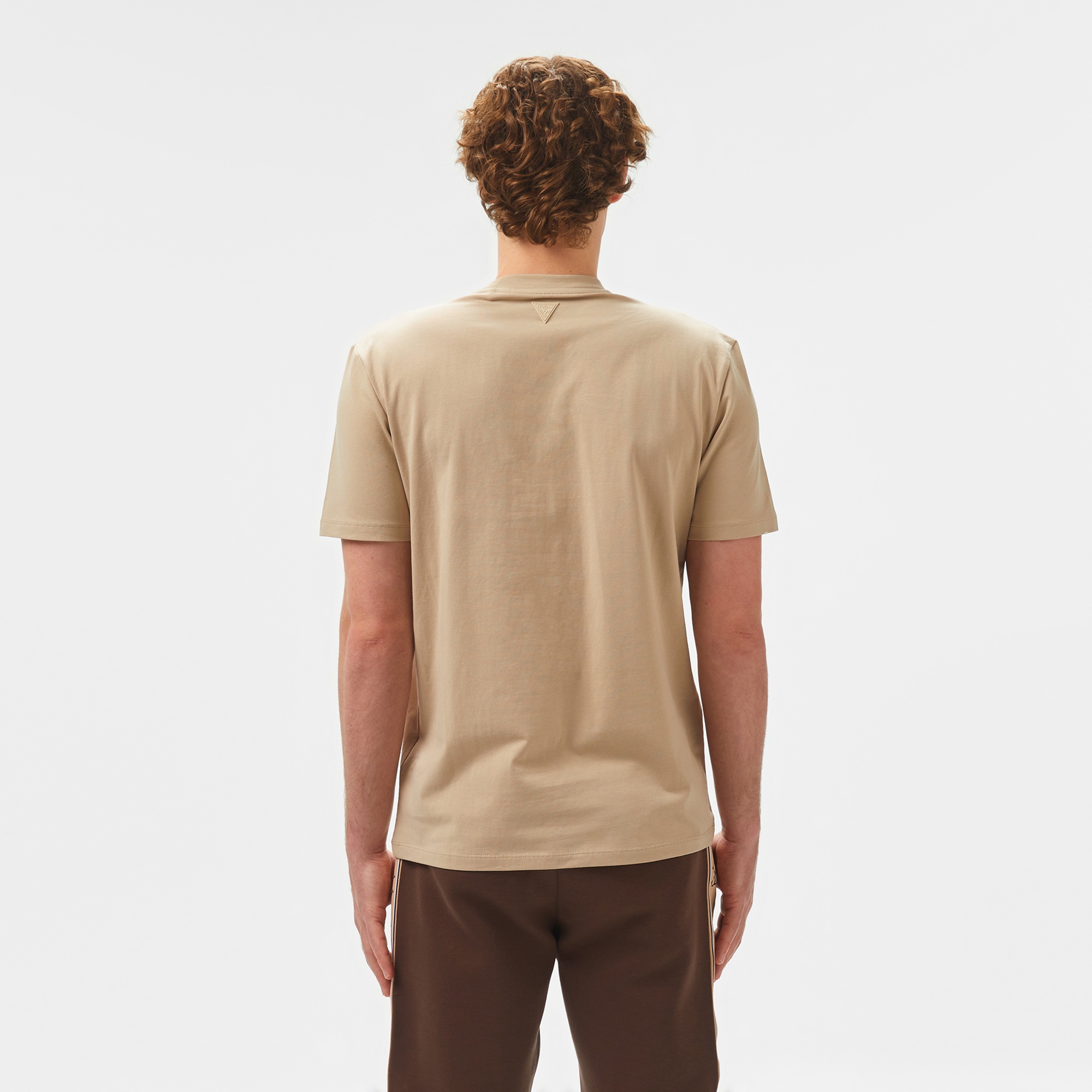 Guess Ss Alphy Mid Organicetch 180 Erkek Bej T-Shirt