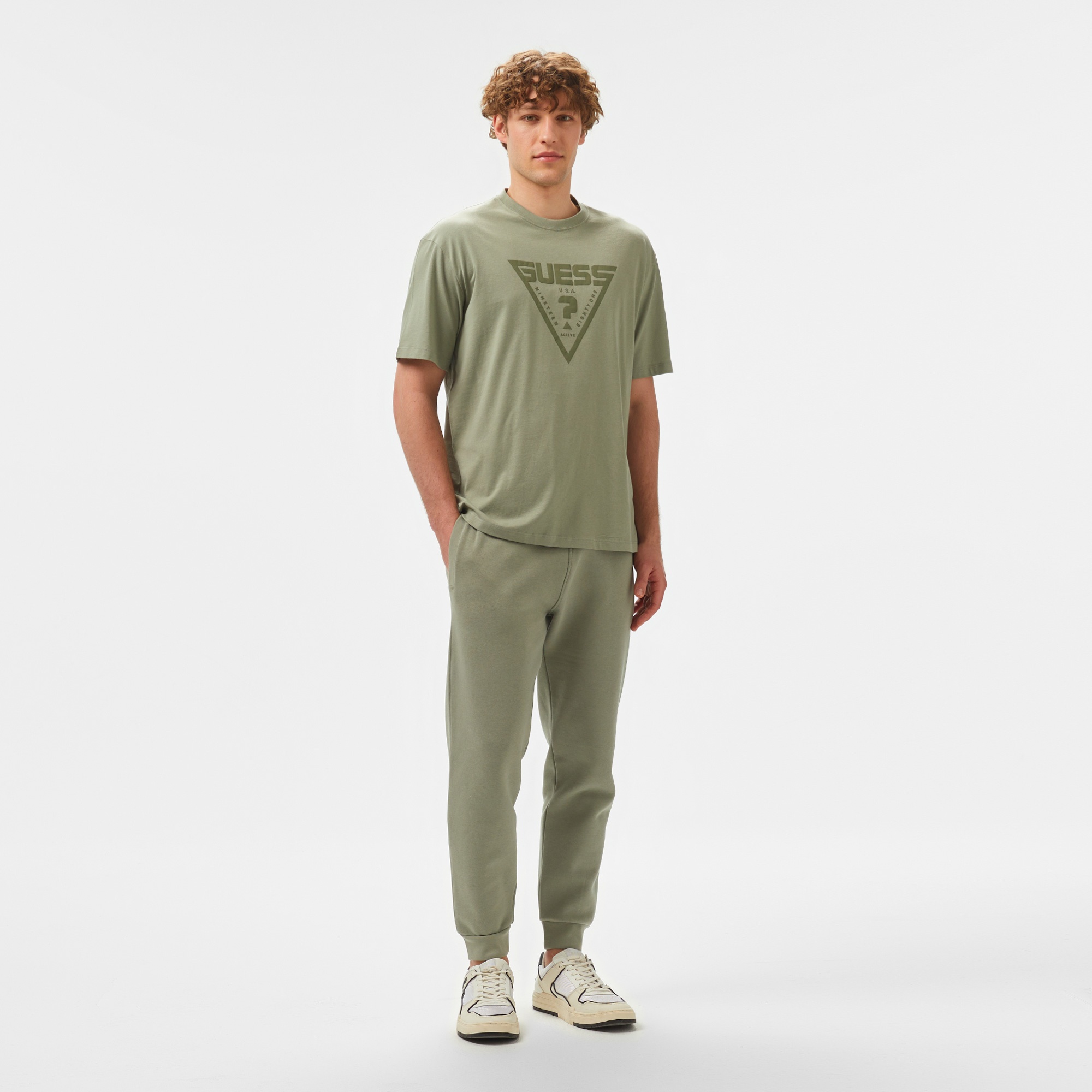 Guess Azha Cn Over Mid Organiceam 180 Erkek Yeşil T-Shirt