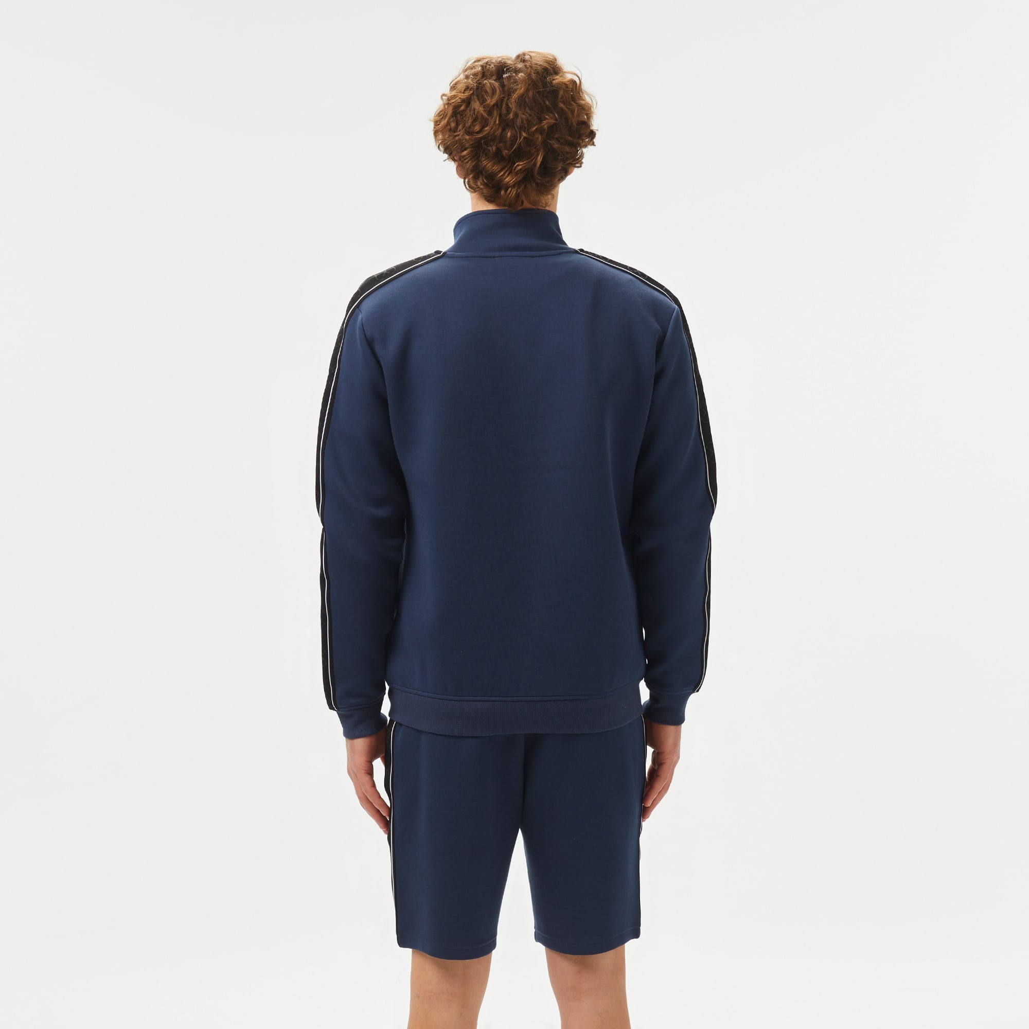 Guess Mickey Full Zip Recycled Punto Milano 300 Erkek Mavi Sweatshirt