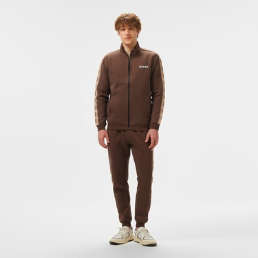  Guess Mickey Full Zip Recycled Punto Milano 300 Erkek Kahverengi Sweatshirt