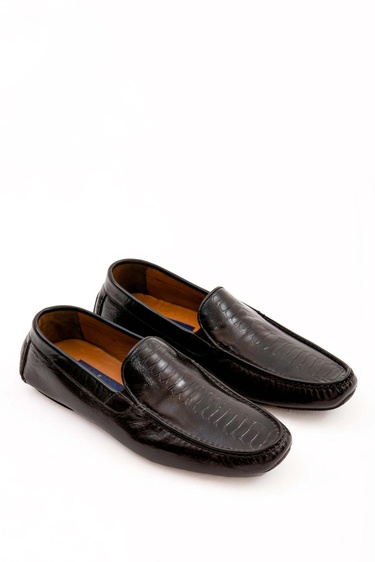  Tamer Tanca Erkek Hakiki Deri Siyah Bufalo Driver Ayakkabı