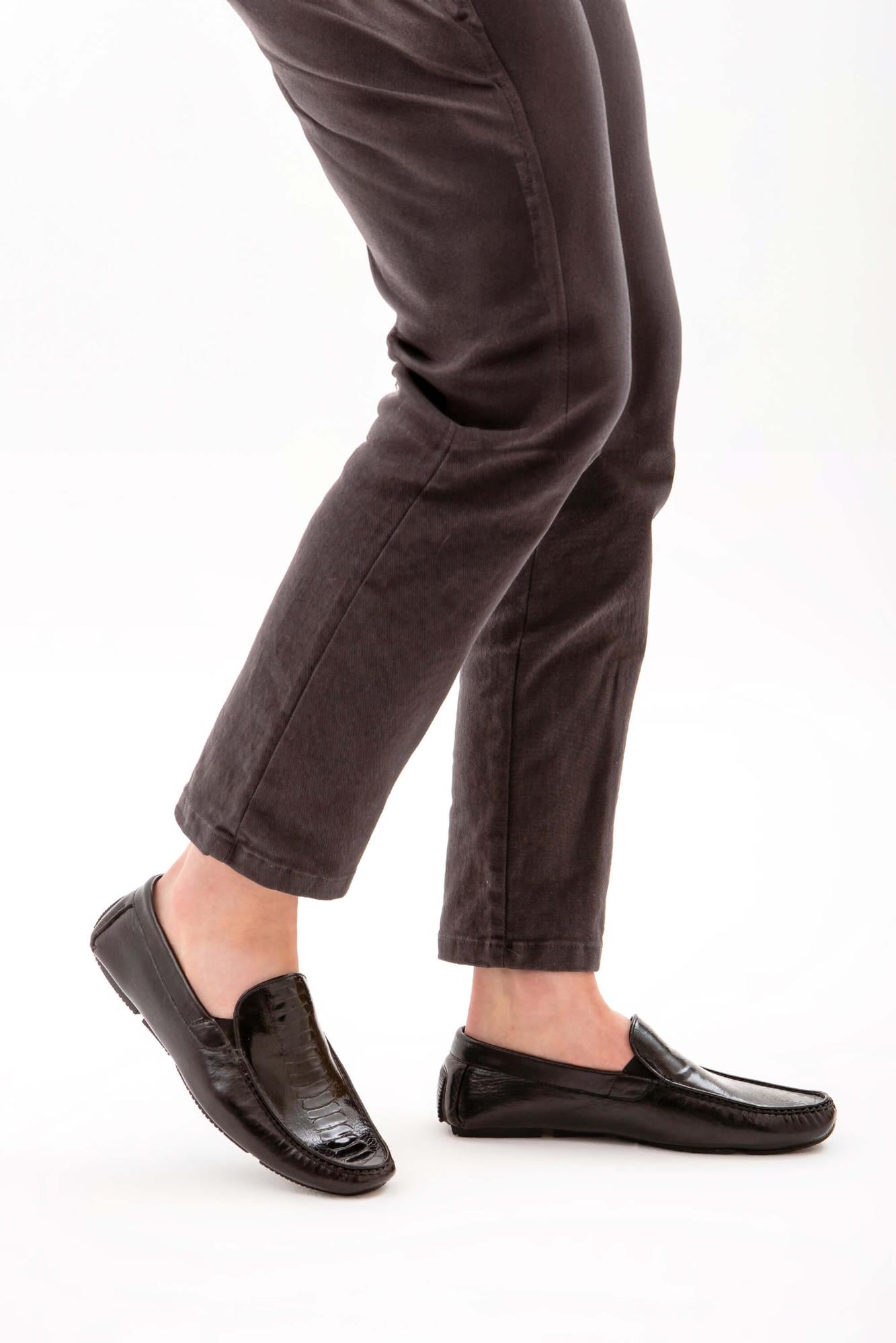  Tamer Tanca Erkek Hakiki Deri Siyah Bufalo Driver Ayakkabı