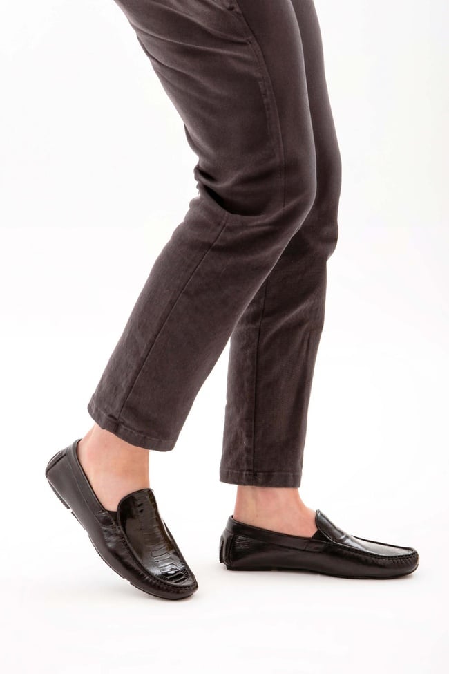  Tamer Tanca Erkek Hakiki Deri Siyah Bufalo Driver Ayakkabı