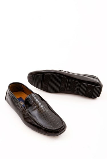  Tamer Tanca Erkek Hakiki Deri Siyah Bufalo Driver Ayakkabı