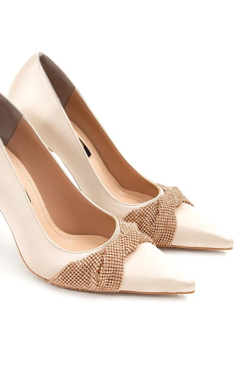  Tamer Tanca Kadın Vegan Bej Stiletto Ayakkabı