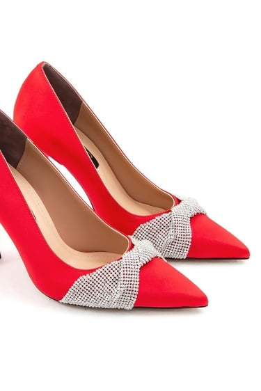  Tamer Tanca Kadın Vegan Kırmızı Stiletto Ayakkabı