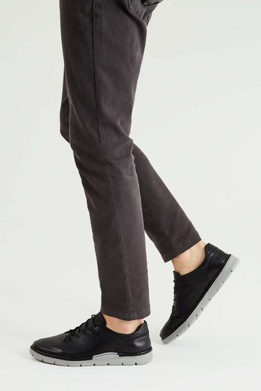  Tamer Tanca Erkek Hakiki Deri Siyah Casual Ayakkabı