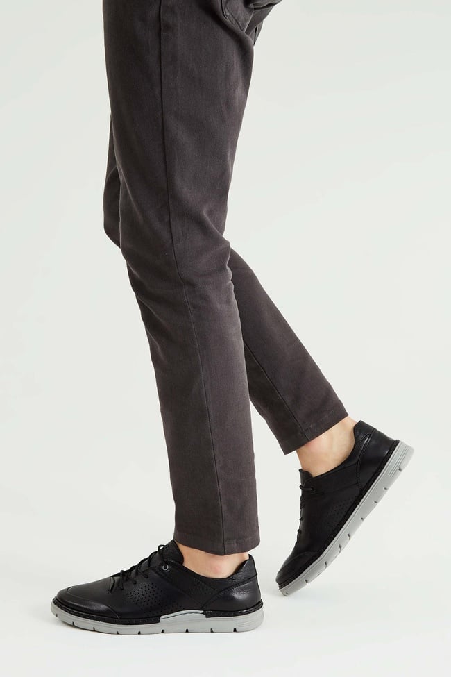  Tamer Tanca Erkek Hakiki Deri Siyah Casual Ayakkabı