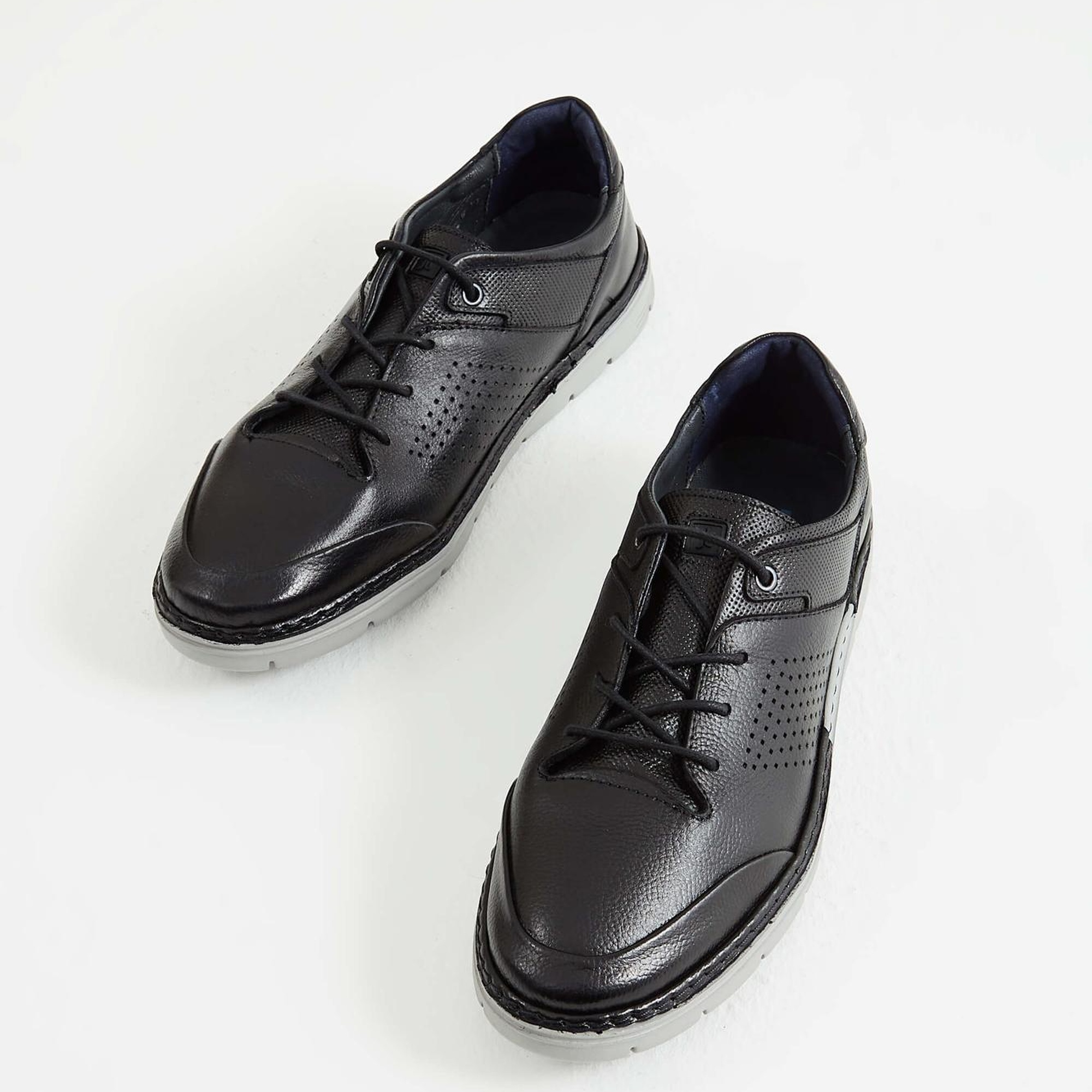 Tamer Tanca Erkek Hakiki Deri Siyah Casual Ayakkabı