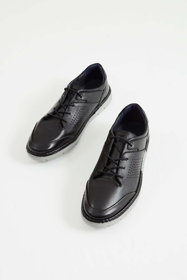  Tamer Tanca Erkek Hakiki Deri Siyah Casual Ayakkabı