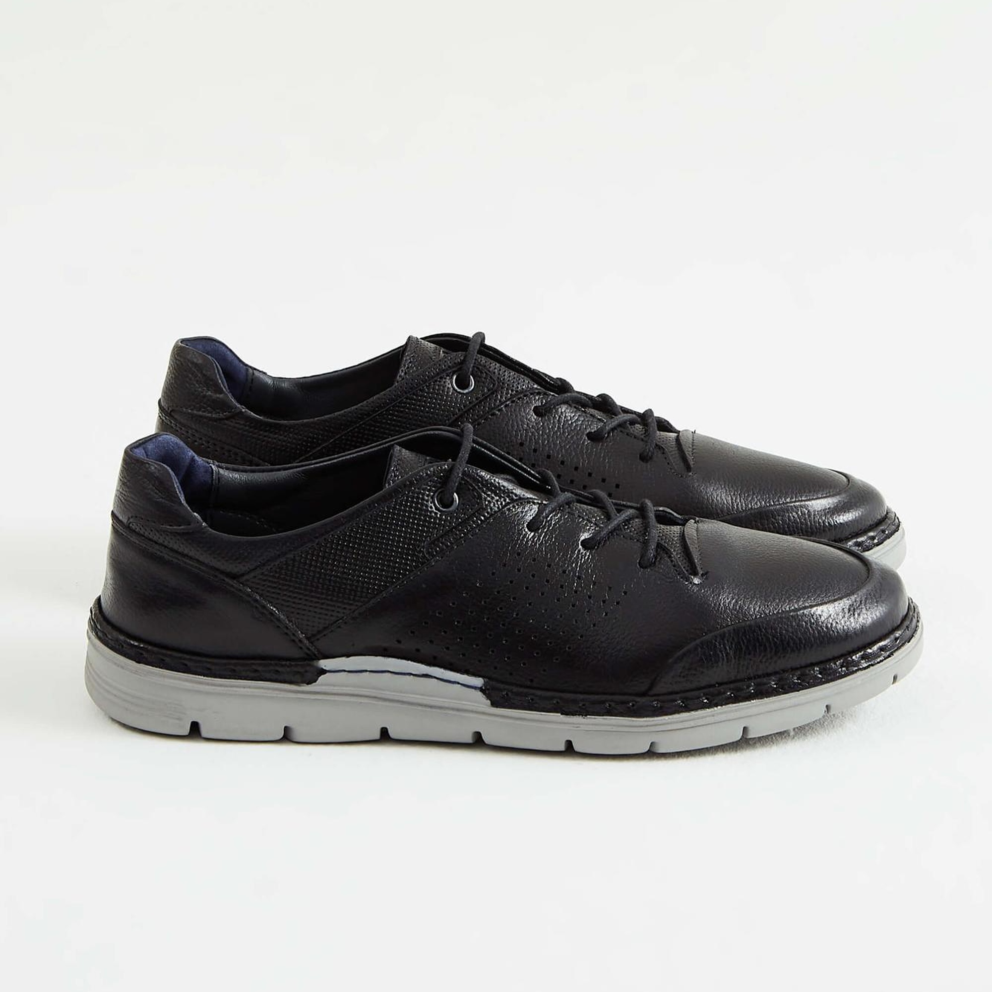 Tamer Tanca Erkek Hakiki Deri Siyah Casual Ayakkabı